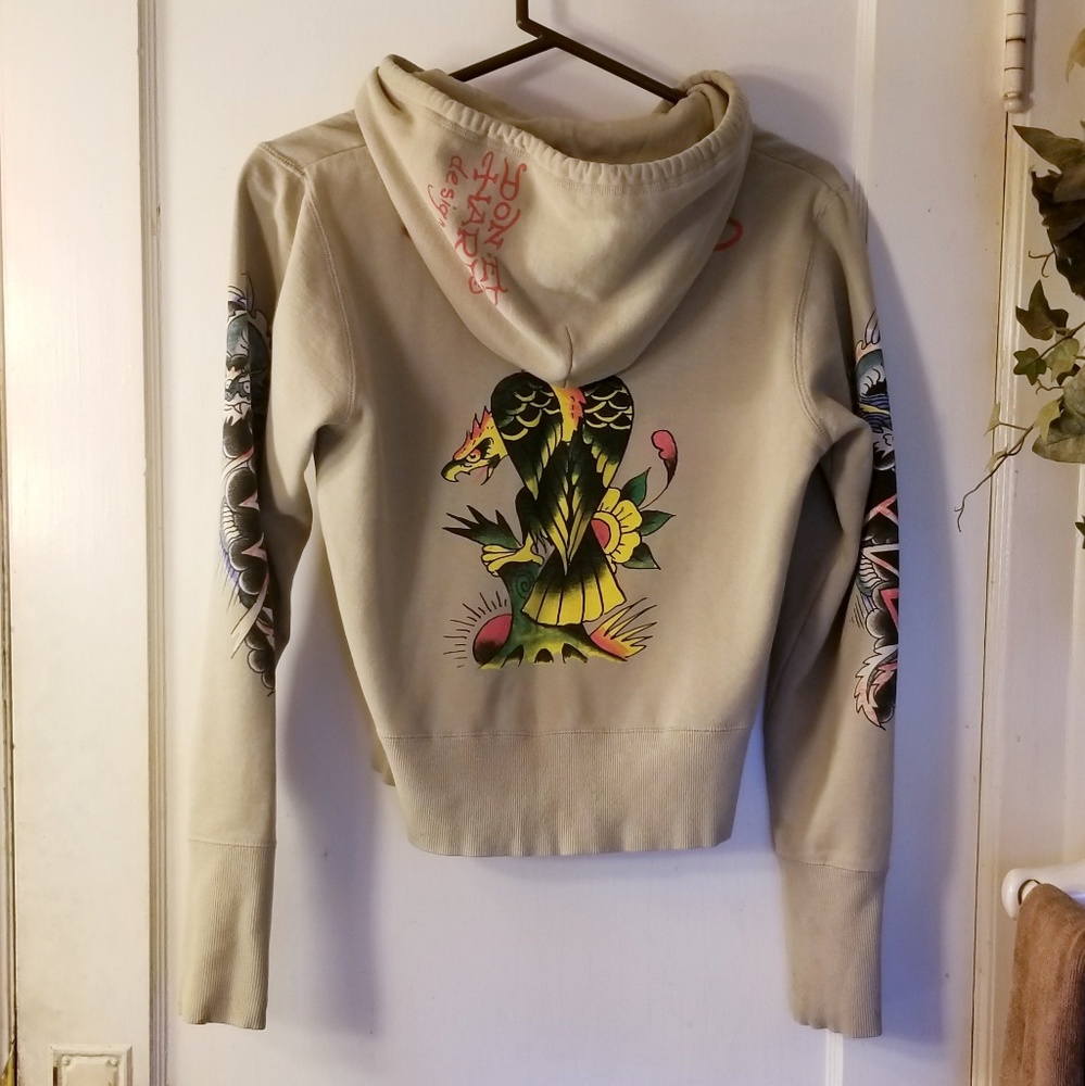 Ed Hardy Tan Tattooed Hoodie